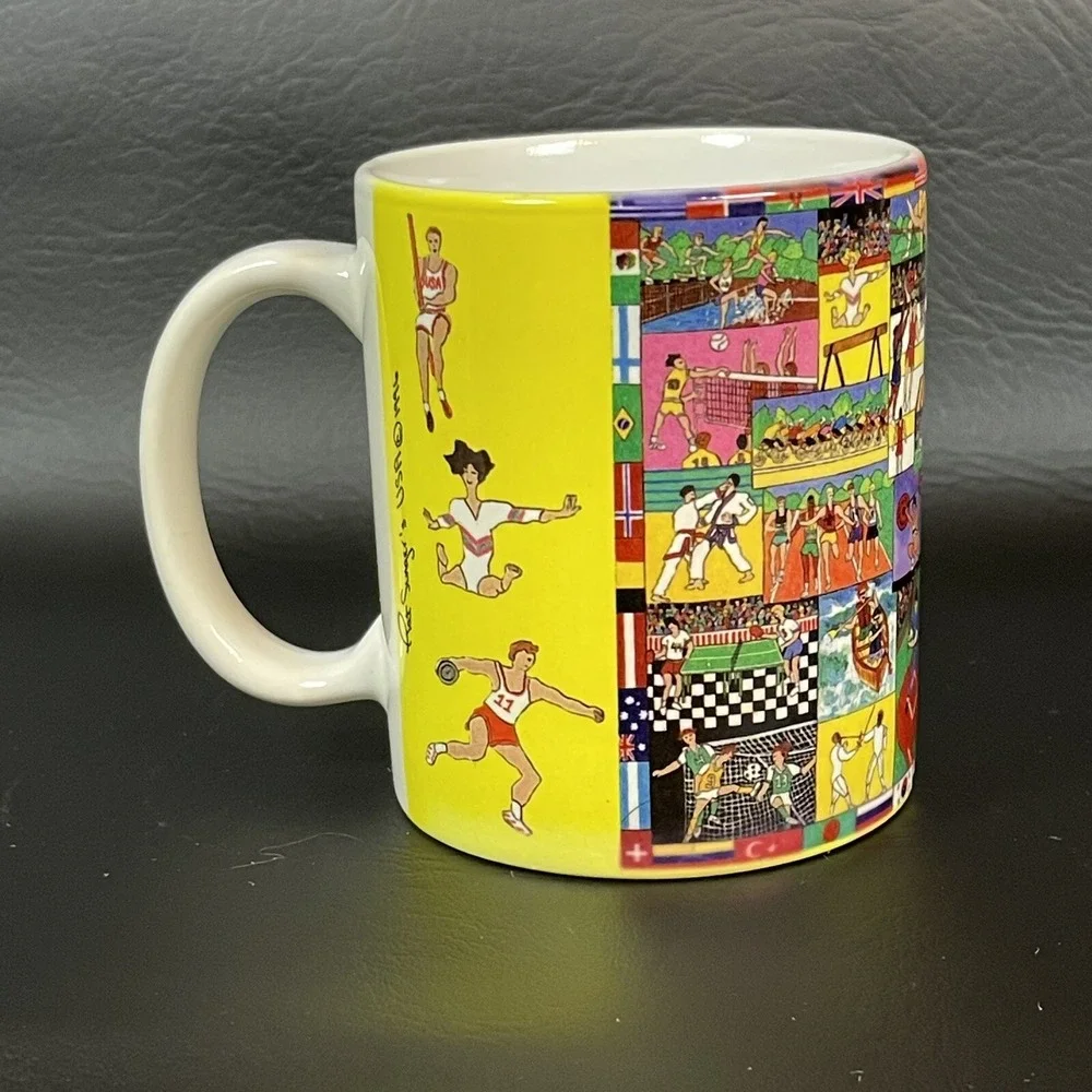 Vtg 1996 Summer Olympics Atlanta Coffee Mug Cup Torch Pat Singer Pair Lot of 2